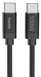 Hama USB-C - USB-C nailonas, 100W, 1.5m, juodas