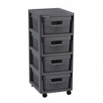 Curver Komoda ant ratukų su 4 perforuotomis dėžėmis, 11 l, Infinity, 30x36x69 cm, tamsiai pilka