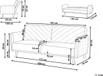 Beliani I&scaron;skleidžiama trijų vietų sofa SENJA, veliūras, smaragdinė