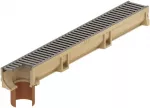 Drenažo latakas su grotelėmis Euroline 2.0 Aco su vamzdžiu, A15, 100 cm x 11.8 cm x 10 cm