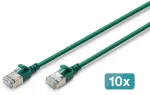 Digitus CAT 6A F-FTP plonas jungiamasis kabelis, 3 m, žalias, 10 vnt., 3 m, Cat6a, F/FTP (FFTP), RJ-45, RJ-45, Žalias