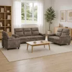 Sofa Sofos komplektas 3 vnt. &Scaron;viesiai pilka Dirbtinė suedė oda