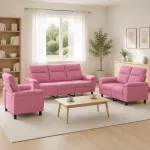 Sofa Sofos komplektas 3 vnt. Rožinė Audinys