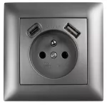 Toolight Viengubas Lizdas Su Įžeminimu + Usb-a Usb-c Oste Jnh004-g Pilkas