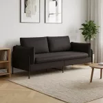 3-Vietis Sofa Juoda 222 x 81 x 89 cm Aksomas