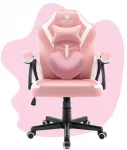 Hells Chair Vaiki&scaron;ka žaidimų kėdė su &scaron;irdelės formos pagalvėle, rožinė ir balta