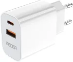 Atminties kortelė PEDEA Reiselader Dual 20W f&uuml;r USB-C/USB-A- baltas 100-240V / Schnellladeger&auml;t / 20 Watt max.