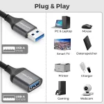 Deleycon Usb 3.0 prailginimo laidas 2m, 5gbps, A Male-a Female
