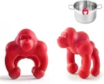 Xiuyer Gorilla &scaron;auk&scaron;to laikiklis, silikoninis mentelei skirtas laikiklis, puodo dangčio laikiklis, virtuvės laikiklis &scaron;auk&scaron;tui, dovana Kalėdoms, gimtadieniui (raudonas)