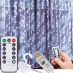 Heckermann užuolaida 300 led girlianda su pulteliu usb baltas 3mx3m