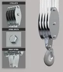 Toosoar mažas skriemulys su virve, 2000 kg skriemulys su kabelio stabdžiu, 4 ratų reguliuojamas virvės reketas su 20 m nailono virve, kėlimo ritinys valtims, vežimėliams, priekaboms, nameliams ant ratų, jūrų transportui