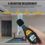 Vkaltul decibelų matuoklis Tn201, 30 ~ 130 db garso lygio matuoklis su lcd ekranu, a, svertiniai maksimalūs/minimalūs duomenys, sulaikymas, automatinis i&scaron;jungimas triuk&scaron;mo technologijai/kitiems aplinkos triuk&scaron;mo matavimams