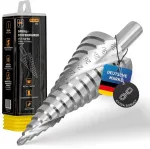 Hardtwerk pakopinis grąžtas | kūginio grąžto skersmuo 4&ndash;32 mm | pagamintas i&scaron; auk&scaron;tos kokybės Hss | universalus trikampis kotas | skutimo grąžtas idealiai tinka metalui, medžiui, plastikui | 15 lygių kūginis grąžtas | ilgaamžis