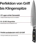 Qomparo Damasko peilis, 20 cm a&scaron;menys, 67 sluoksniai Vg-10 Damasko plieno profesionalus virtuvinis peilis, itin a&scaron;trus japoni&scaron;kas &scaron;efo peilis su ergonomi&scaron;ka G-10 rankena ir dovanų pakuote
