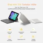 Klaviatūra Hou Klaviatūros dėklas, skirtas Ipad Mini 7/6, itin plonas sulankstomas klaviatūros magnetinis užsegimas, kelių kampų reguliavimas, visapusi&scaron;kas apsauginis dėklas, funkciniai klavi&scaron;ai, 7 spalvų ap&scaron;vietimas, Qwertz