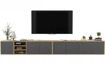 TV staliukas Pakabinama Tv spintelė Loft Komoda Grafit Mat 300 cm