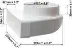 Skersmuo 125 mm - 220 x 55 mm nukreipimo detalė 90&deg;, apvalus kvadratinis plok&scaron;čias ortakis, i&scaron;traukimo ortakis, ventiliacijos vamzdis, vamzdžio/ortakio jungtis