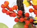 Rudens rotango vainikas priekinėms durims su chrizantemų uogomis, rudens lapų dekoracijos rudens durų vainikui, durų dekoracija, rudens dekoracija Helovinui, Padėkos dienai, derliaus namams lauke
