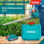 Grandininis pjūklas Total - Elektrinės akumuliatorinės gyvatvorių žirklės, su 2ah 20v akumuliatoriumi ir įkrovikliu, ilgaamžė baterija, lengvos, patogios naudoti, tikslus pjūvis: 460 mm a&scaron;menys ir maksimalus pjovimo plotis 18 mm