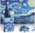 Žvaigždėtos nakties dėlionė 1000 detalių Van Gogh mini dėlionė suaugusiems meno kūrinių dėlionė &scaron;eimos žaidimas (starry Night)