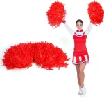 Pom &scaron;okėjos, &scaron;okėjų pomponai, metalinis gėlių kamuolys, pomponai, plastikinis žiedas grupinėms &scaron;okiams (raudonas)