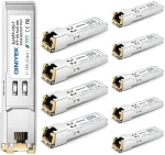 &Scaron;akotuvas Qiniyek 10gbase-t Sfp+ siųstuvas-imtuvas, 10g Sfp+ Rj45 varinis siųstuvas-imtuvas, suderinamas su Cisco Sfp-10g-ts, Ubiquiti Unifi Uf-rj45-10g, Netgear Axm765, Mikrotik, Fortinet, Supermicro, iki 30 m (pakuotė