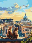 Paveikslas tapyba pagal numerius Katės Rome 30x40 Ideyka ant rėmo