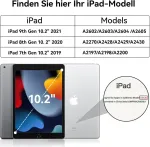 Gkabxy dėklas su klaviatūra, skirtas ipad 9/8/7 kartai (2021/2020/2019) 10.2 colių su ra&scaron;iklio laikikliu, 7 spalvų ap&scaron;vietimas, nuimama magnetinė bluetooth klaviatūra, qwertz i&scaron;dėstymas, &scaron;viesiai mėlyna