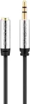 Sentivus 5 mm stereo audio jack ilgiklis, 3.5 mm lizdas į 3.5 mm ki&scaron;tuką, aux kabelis, metalinis ki&scaron;tukas, juodas, 5.00 m