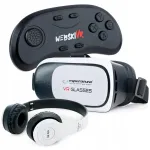 Esperanza 360 Vr 3d akiniai su ausinėmis + valdiklis / nuotolinio valdymo pultas telefonui iki 6,5 colio