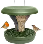 Swissinno pakabinama lesyklėlė pauk&scaron;čiams - Davos Smart Birds - lesyklėlė su trupinių padėklu - lesinimo stotelė pauk&scaron;čiams - lesinimo silosas, apsaugotas nuo žiurkių - inkilas sodui ir balkonui - žalia