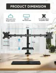 Monitorius Forging mount monitoriaus laikiklis 2 monitoriams, skirtas 13&ndash;27 colių plok&scaron;tiems ir lenktiems ekranams, monitoriaus stalo laikiklis su lentyna, reguliuojamo auk&scaron;čio, pakreipiamas, pasukamas, 8kg vienai rankai, vesa 75&ndash;100 mm