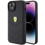 Apple iPhone 15 Plus Ferrari dėklas Quilted Metal Logo (FEHCP15MRDUK) juodos spalvos