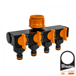 Skirstytuvas Bradas Juodas LINE 4 kanalų, 1" - 3/4"