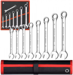 &bdquo;Extralink&ldquo; plok&scaron;čių ir žiedinių veržliarakčių rinkinys, 8 vnt. Atvirų ir cilindrinių veržliarakčių dėklas, 8&ndash;22 mm