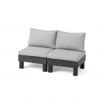 Keter Dvivietė sodo sofa &bdquo;Elements&ldquo;, pilka/&scaron;viesiai pilka, 8711245158037