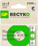 GP Battery GP - &bdquo;ReCyko&ldquo; įkraunamos baterijos, AA dydis, 2100 mAh, 4 vnt. pakuotė