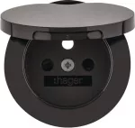 Hager R.x Lizdo priekinė plok&scaron;tė su lizdu ir dangteliu, juoda WLS7612BG