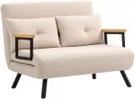 I&scaron;skleidžiamas fotelis su 5 padėčių atlo&scaron;u ir plieniniu rėmu, smėlinis, 102 &times; 73 &times; 81 cm