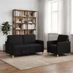 Sofa Sofos komplektas su saugojimu 2 vnt. Juoda Poliesteris