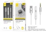 MTK USB-C į mini jack kabelis su mikrofonu ir garsumo reguliavimu &ndash; 1 metras
