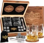 Whisiskey viskio taurių rinkinys su vėsinimo akmenimis, 2 x 310 ml, Man of the Year