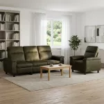 Sofa Sofos komplektas 2 vnt. Armijos Žalia Dirbtinė suedė oda