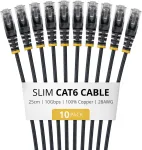 StarTech Tinklo kabelis Juodas 0,25 m Cat6 U/UTP (UTP) (N6PAT25CMBKS10PK)