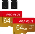 Yeecka Micro SD atminties kortelės 64 GB, UHS-I C10 A1, su adapteriais, 2 vnt. B0FH8XR7MQ