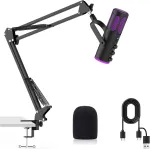 Ortizan C1 USB kondensatorinis žaidimų mikrofonas su RGB ap&scaron;vietimu ir laikikliu