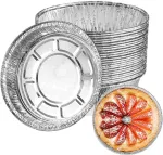 Xinlon, 30 apvalių aliumininių dubenėlių rinkinys, folijos pyrago indas, vienkartinė folijos kepimo forma, pagaminta i&scaron; aliuminio folijos, daugkartinio naudojimo ir perdirbama aliuminio folijos kepimo skarda mažiems pyragaičiams, uogienės pyragaičiams ir