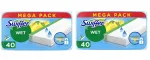 Swiffer Wet drėgnos servetėlės, skirtos &scaron;luotai, įdėklai 2x40vnt.