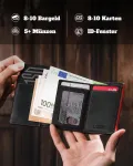 Dodensha Magsnap vyri&scaron;ka piniginė i plona piniginė su skyreliu monetoms i piniginės vyrams 10+ kortelių i magnetinio užsegimo plona vyri&scaron;ka piniginė i rfid apsauga, juoda-raudona, moderni