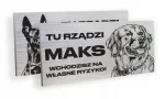 Įspėjamoji lentelė &bdquo;atsargiai, čia &scaron;eimininkauja &scaron;uo vardu&ldquo; Dibond 10x20cm, įvairūs dizainai